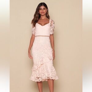 Laced Ruffle Midi Dress